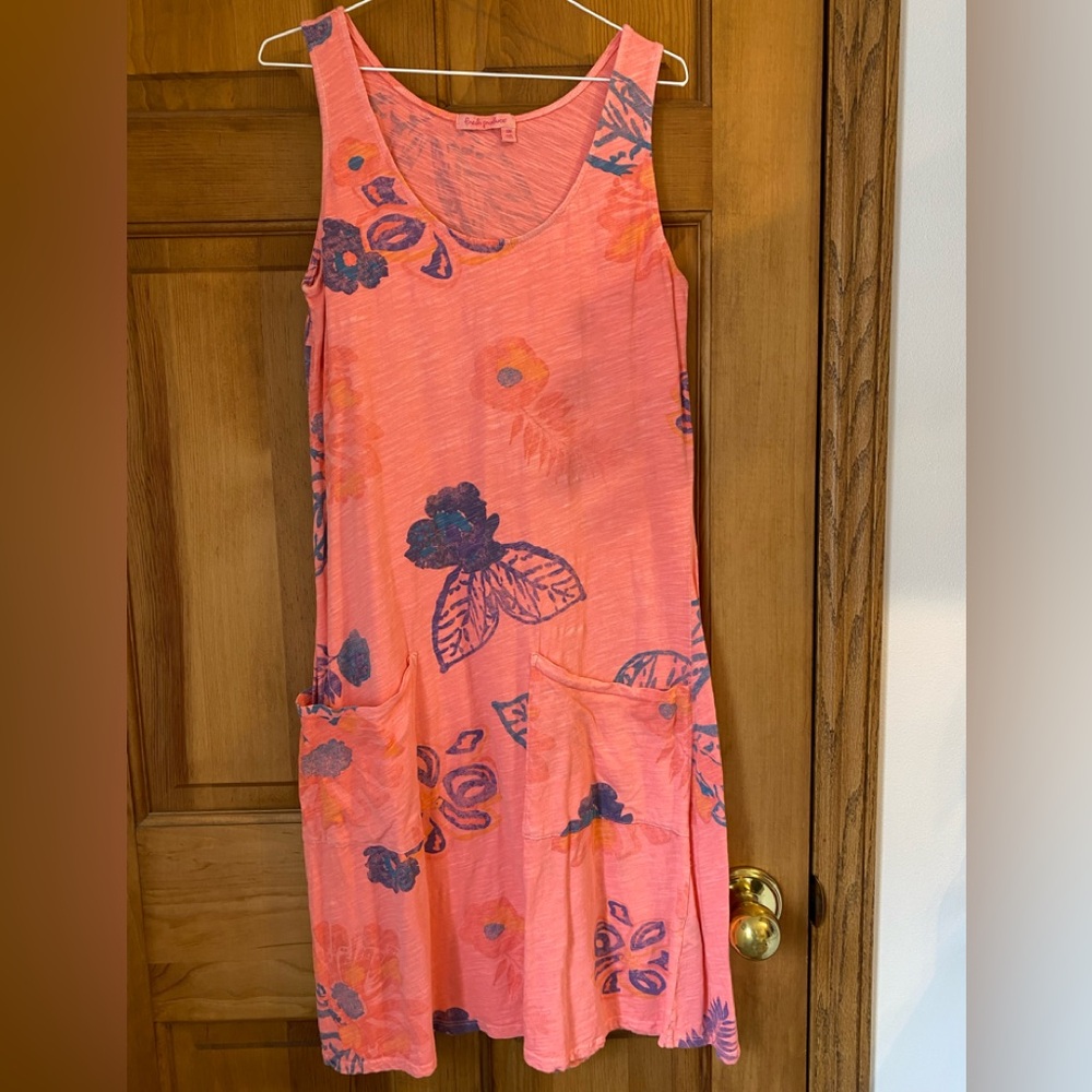 Fresh produce Floral Sleeveless melon colored Dress